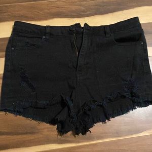Black jean shorts